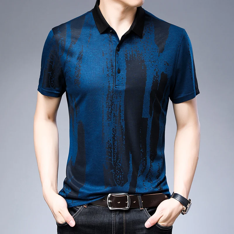 

2022 New Printed POLO Shirts for Men Summer Short Sleeve Slim Fit Lapel Tee Tops Casual Hip Hop Streetwear Polos Male Clothing