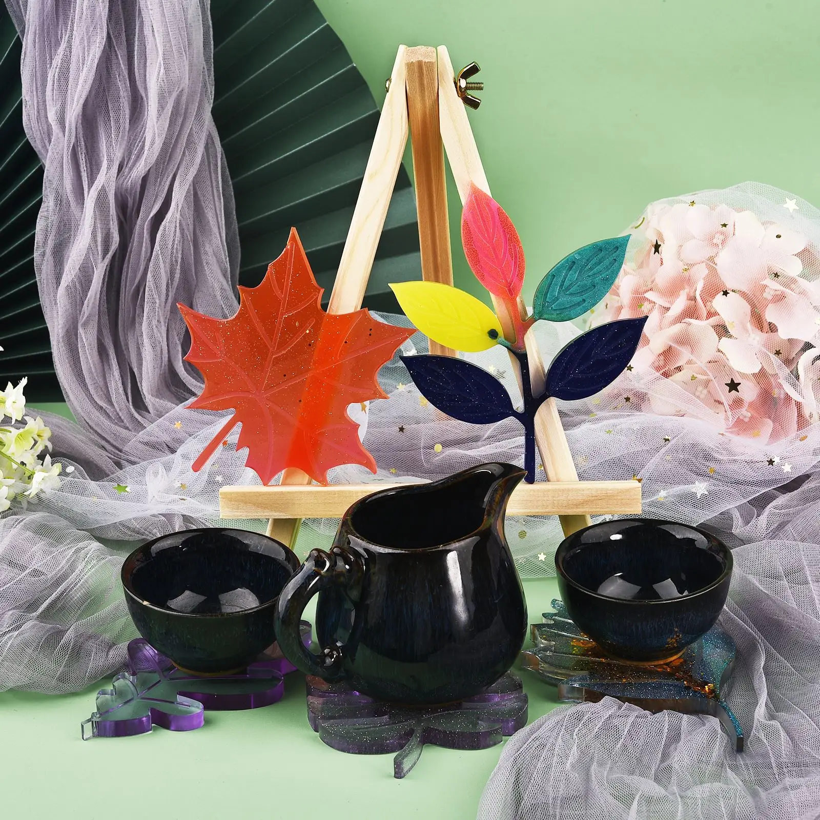 Форма для подставки из силикона форма в форме листа мыла рукоделия домашний