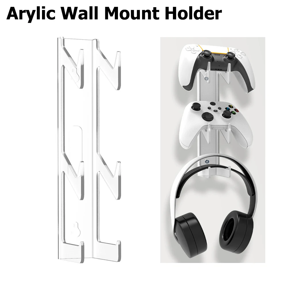 

Wall Mount Transparent Game Controller Holder Headset Storage Rack for PS4/PS5/PS3/Xbox/Switch Gaming Gamepad Stand Bracket New