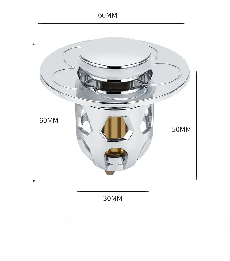 

Bathroom Stainless Steel Pop-Up Bounce Core Basin Drain Filter Hair Catcher Shower Sink Strainer Bath Stopper Bathroom Tool