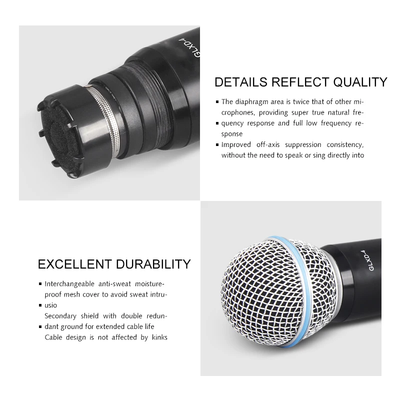 Беспроводной микрофон профессиональная двойная система УВЧ SM58 Динамический
