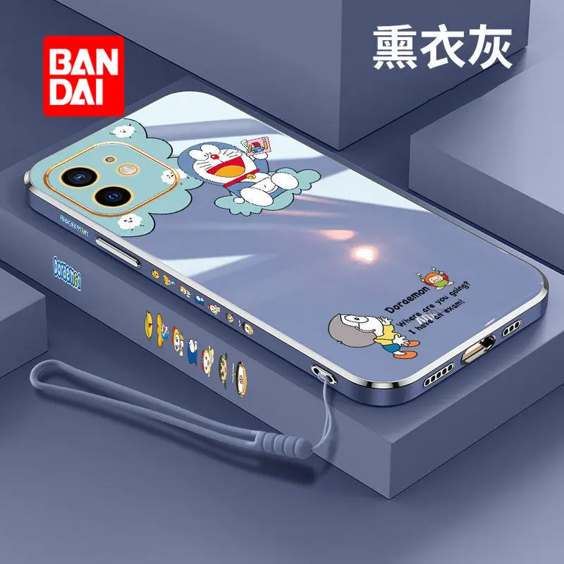 

Bandai Doraemon Plating Case for IPhone 13 13Pro 12 12Pro 11 Pro X XS Max XR 7 8 Plus Anti-fall Kawaii Cartoon Phone Back Covers