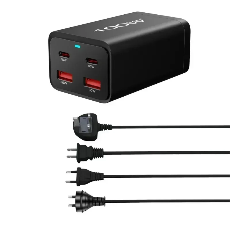 Зарядное устройство GaN 100 Вт 4 порта USB Type C PD быстрое зарядное 3.0 быстрый настольный