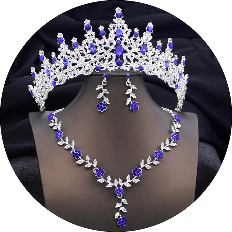 Женская тиара и короны Свадебный комплект из колье серёг 11 цветов