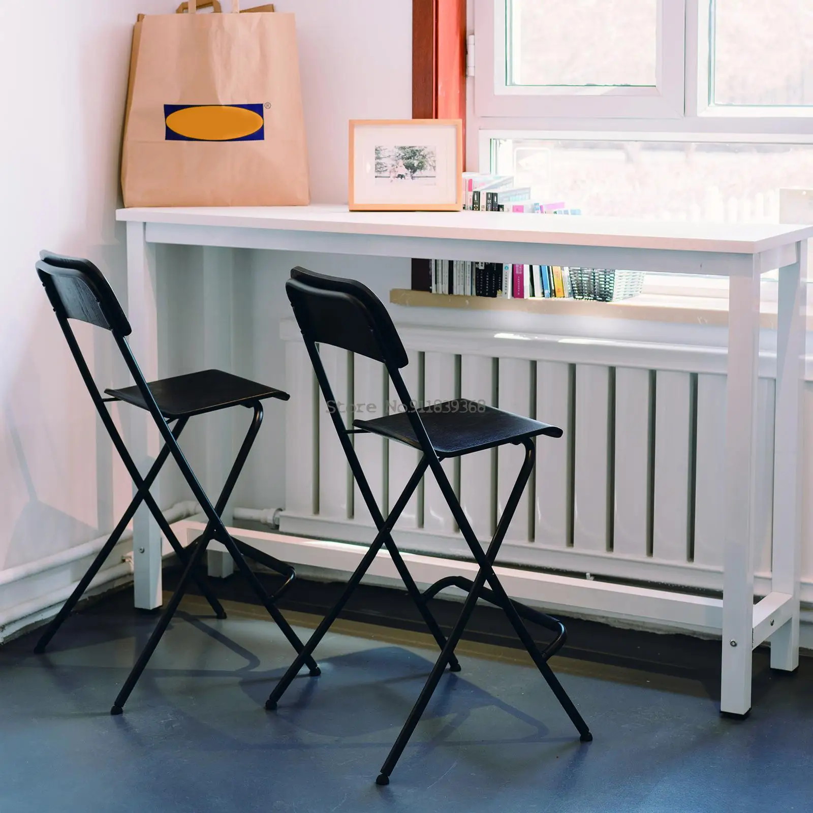 Барный стул барный из массива дерева складной скандинавский минималистичный