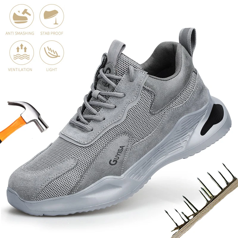 

Men Work Outdoor Boot Fashion Safety Shoes Steel Toe Cap Puncture-Proof Work Sneakers Indestructible Breathable Advisable Shoe