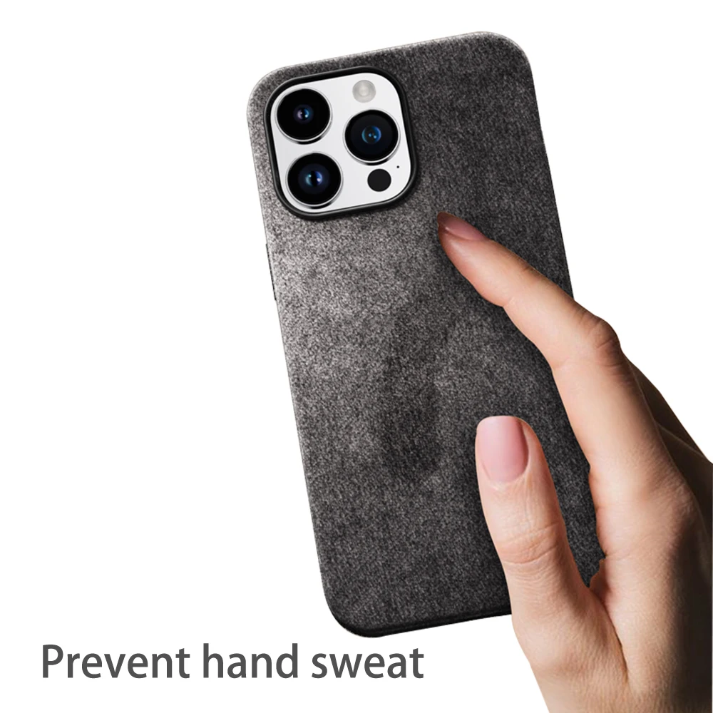 Suede Genuine Leather Magsafe Phone Case for Iphone 12 13 14 Pro Max 14Plus Anti-drop Anti-sweat Imported Material Luxury Shell