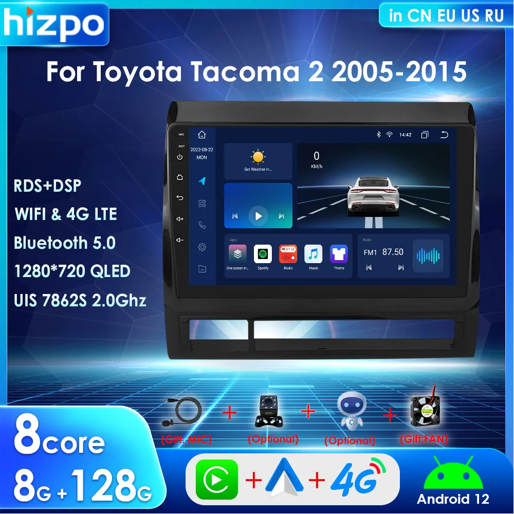 

Hizpo UIS7862S Carplay Android Auto For Toyota Tacoma 2 2005-2015 2din Car Radio Multimedia Player GPS Navi RDS DSP BT 4G NO DVD
