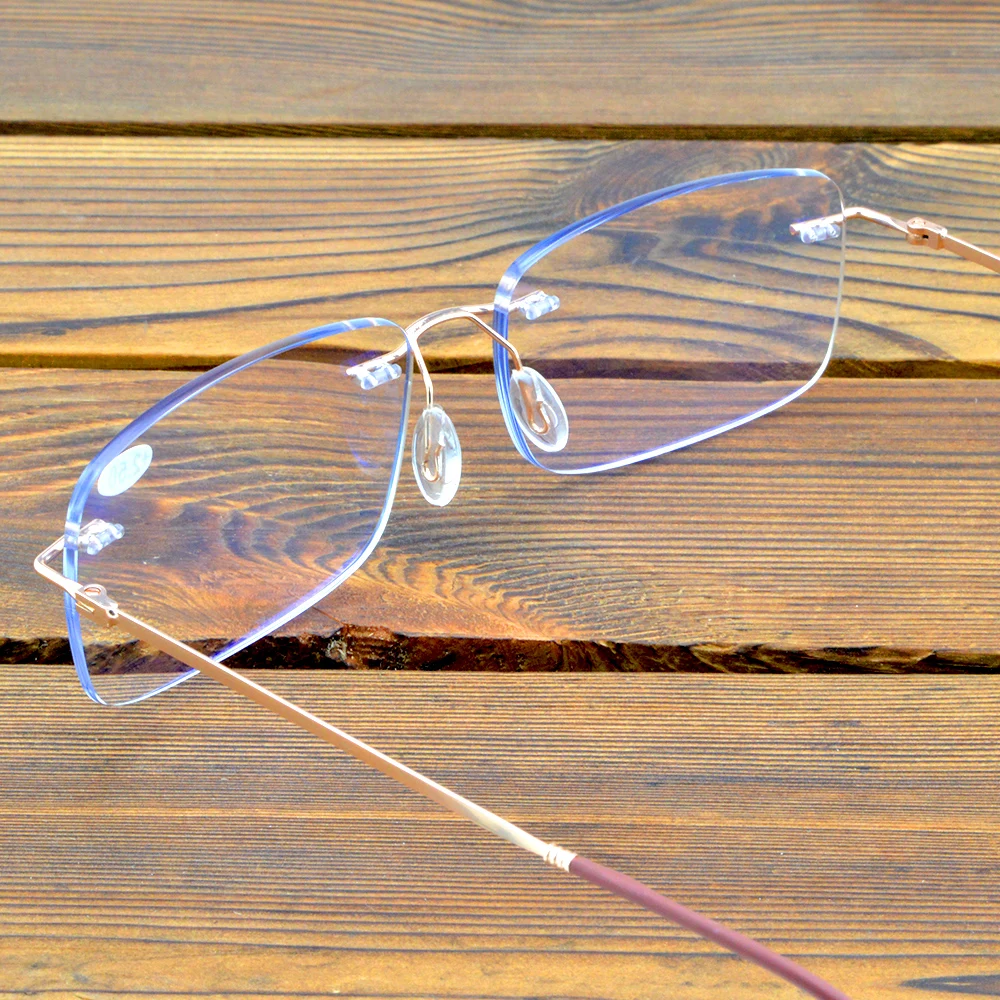 Очки для чтения без оправы прямоугольные линзы золотого цвета с многофокусным