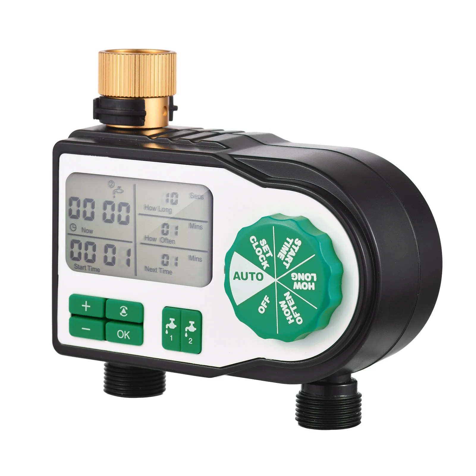 

Цифровой автоматический таймер полива с 2 разъемами для шлангов, интеллектуальный контроллер орошения, программированный спринклер для са...