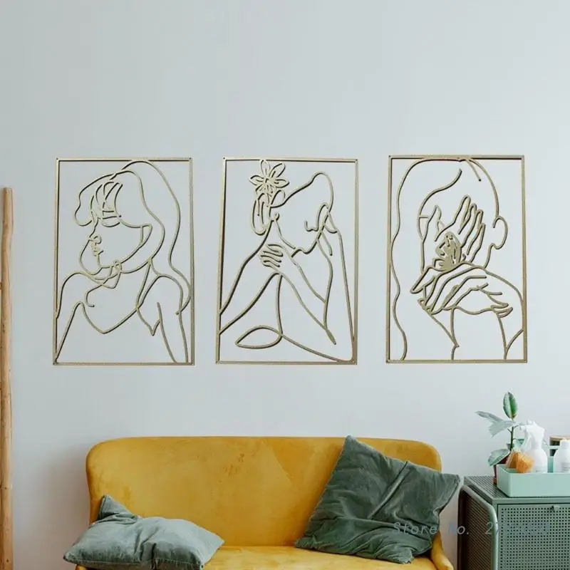 

Modern Abstract Female Line Iron Wall Hanging Decor Ornament Sexy Women Silhouette Metal Pendant Art Living Room Home