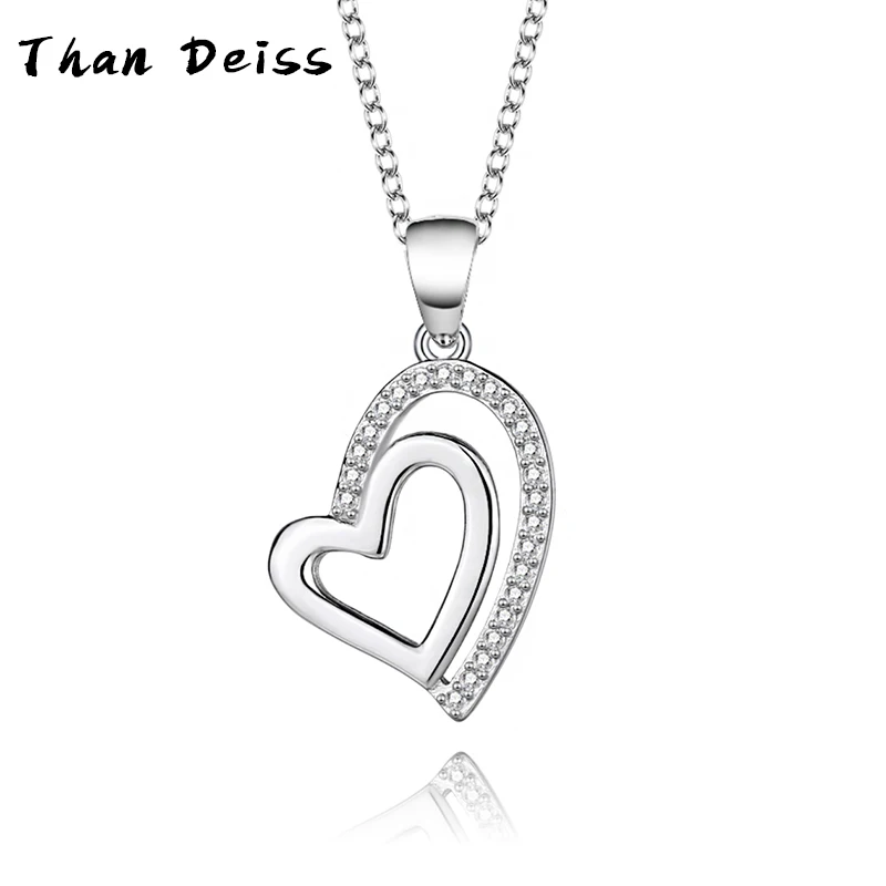 

S925 Sterling Silver Heart-Shaped Love Ladies Secklace Jewelry Pendant Simplicity Fashion Clavicle Chain Factory Wholesale