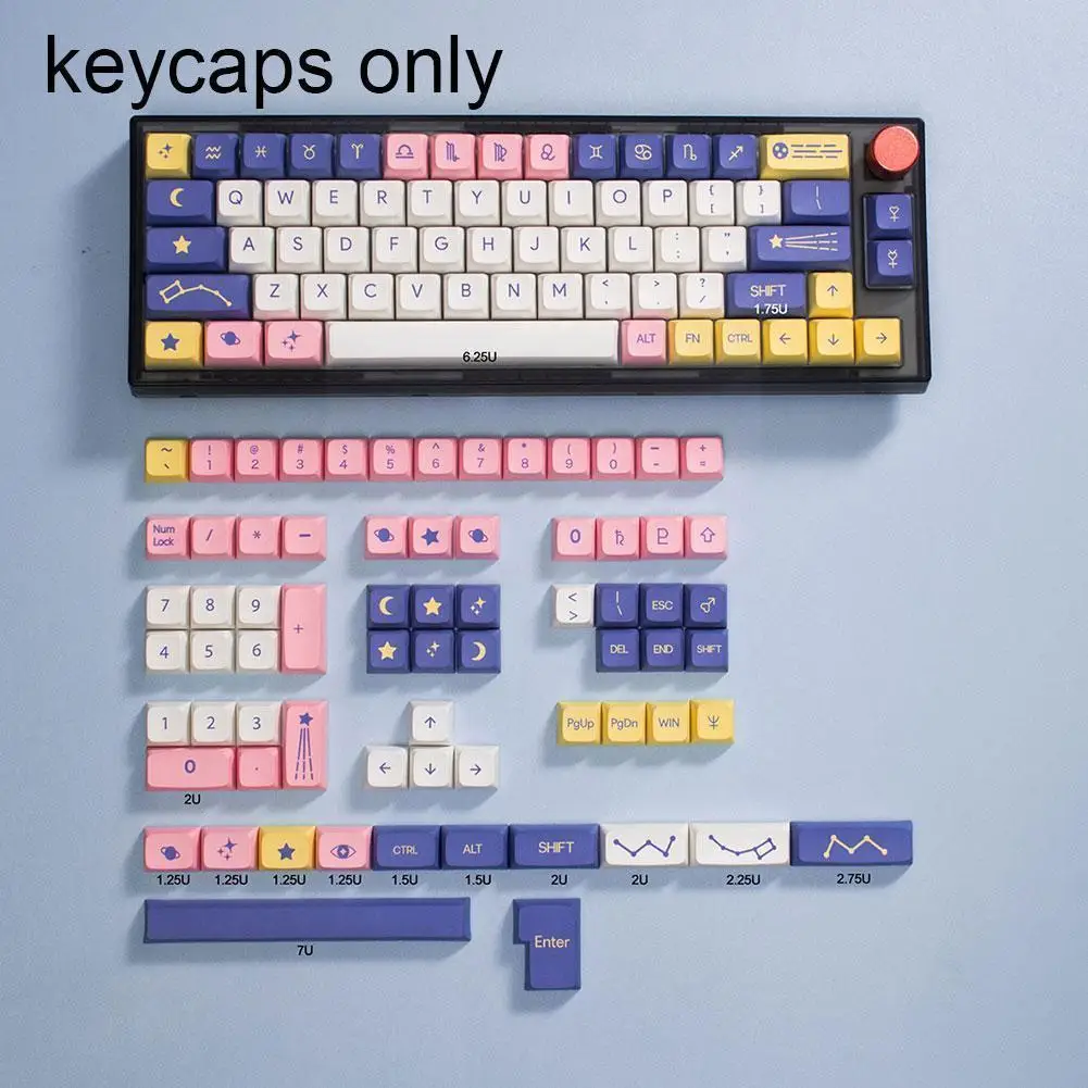 

New Purple Constellation Keycap PBT 104 Keycap Sublimation Mechanical Keyboard Height Keys XDA 138 68/87 Adaptation M9K5