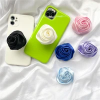 ins satin rose phone stand creative flowers foldable phone grip support iphone samsung xiaomi phone accessories