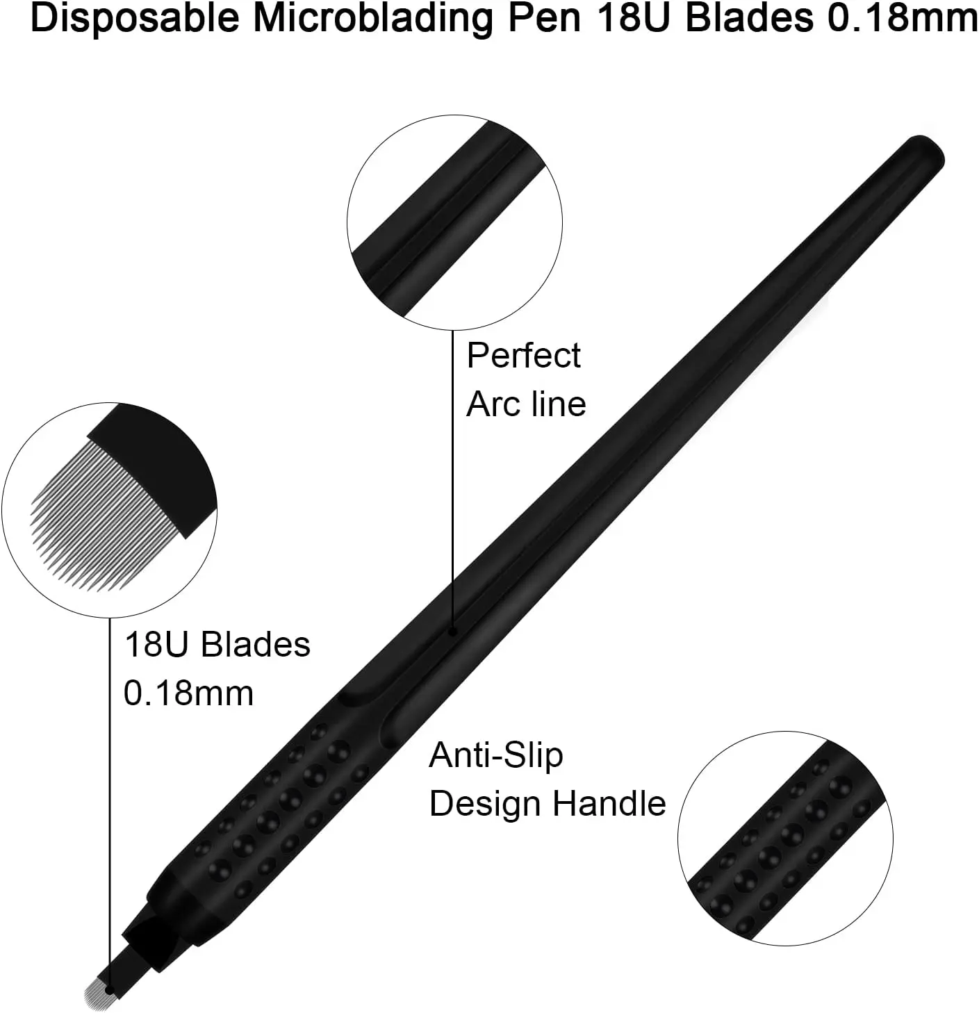 

Черные одноразовые ручки для микроблейдинга 18U 0,18 мм ручка для ручного нанесения татуажа бровей Иглы для перманентного макияжа бровей