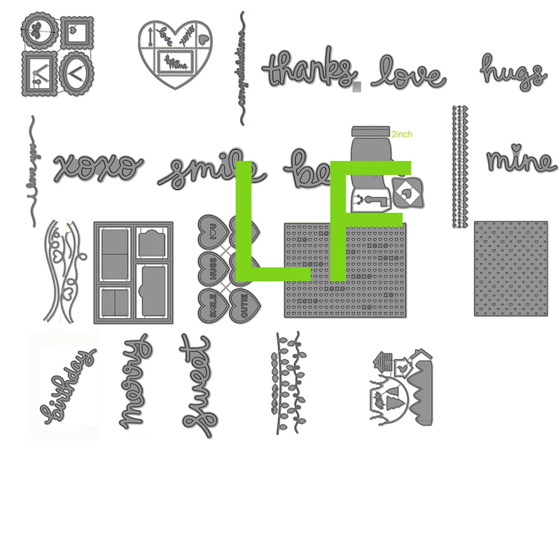 

E Cutting die Mini Frame Scrip Sentiment Metal die and Clear Stamp for card making Scrapbook Birthday Christmas card