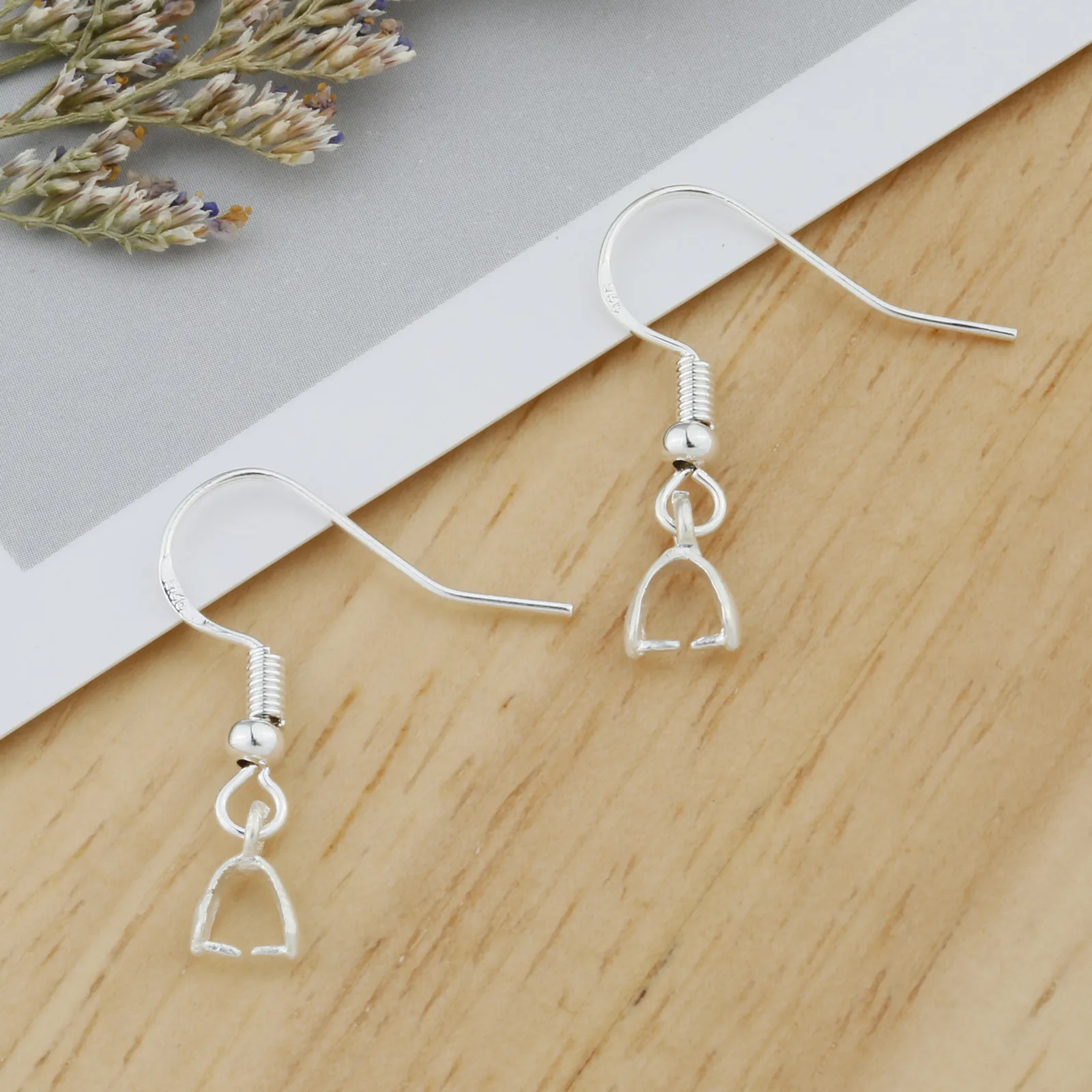 

20-50PCS 925 Sterling Silver Hook Earring Fashion Setting DIY Jewelry Clasp Base Wires Handmade Accessories