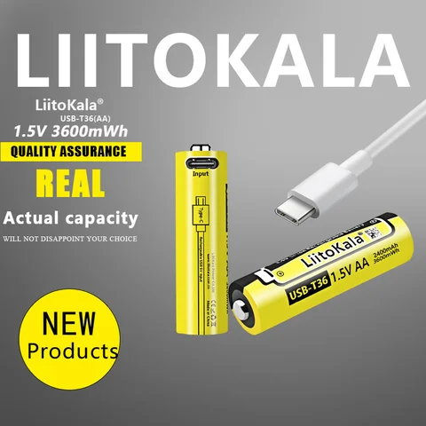 1-40 шт. LiitoKala USB-T36 1,5 В AA 2400 мАч литий-ионная аккумуляторная батарея для дистанционного управления мышью небольшой вентилятор электрическая игрушечная батарея
