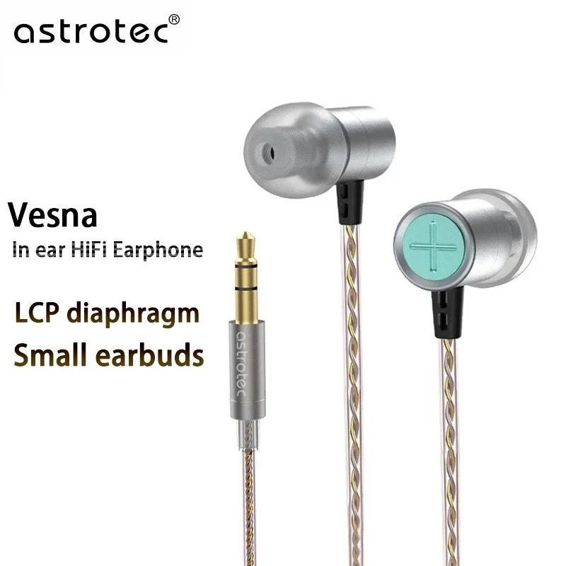 Фото Наушники Astrotec Vesna с 6-мм динамическим драйвером Hi-Fi, роскошные металлические внутриканальные, легкие, удобные проводные наушники для маленьких ушей №1