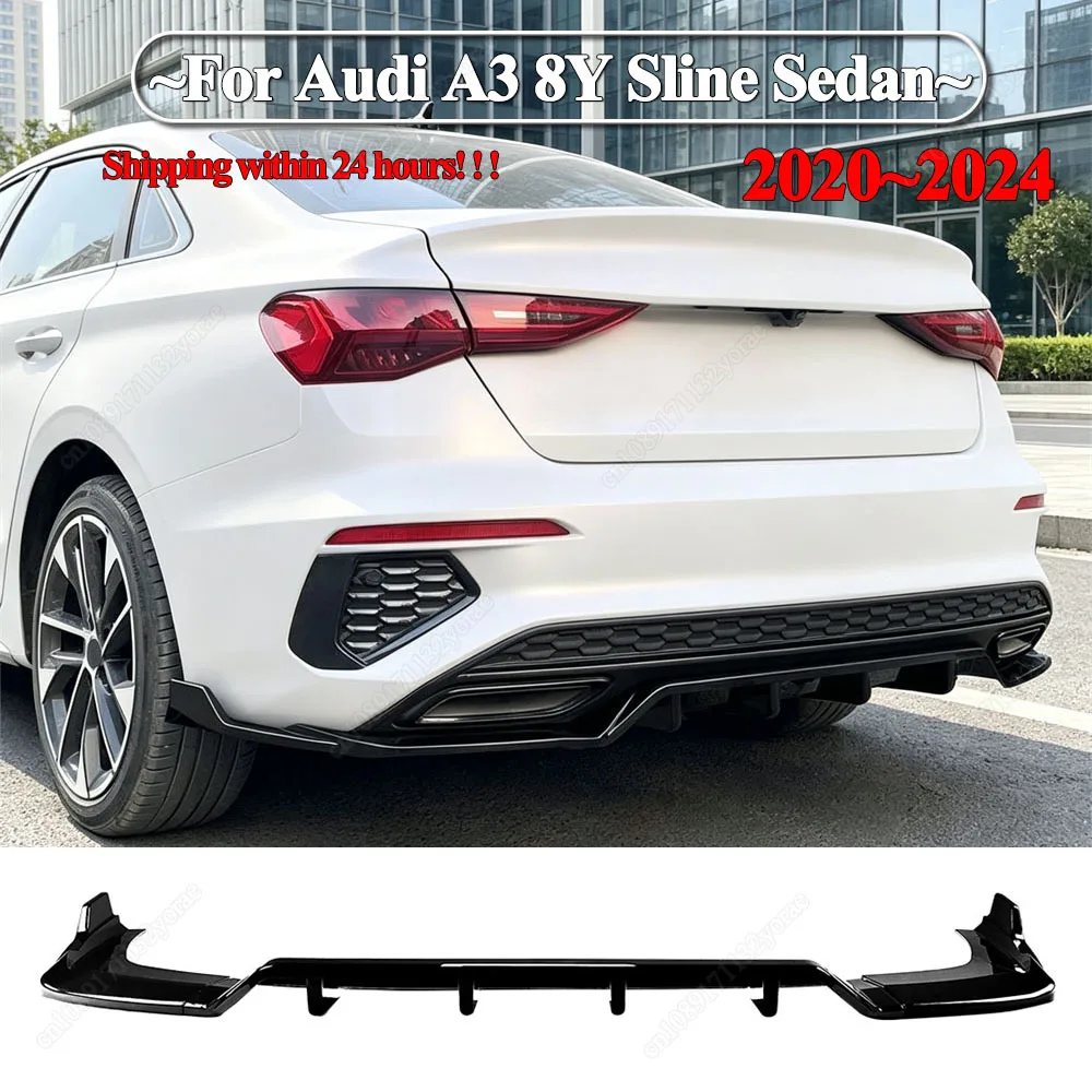Фото Для Audi A3 8Y Sline Седан/Лимузин 2020-2024 (до рестайлинга) Задний спойлер-диффузор для тюнинга, защита бампера