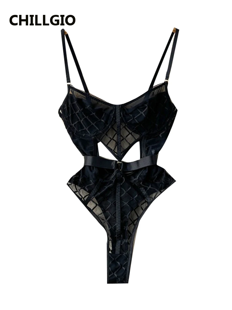 Пикантные Женские клетчатые боди CHILLGIO модный ажурный дизайн интимная одежда для