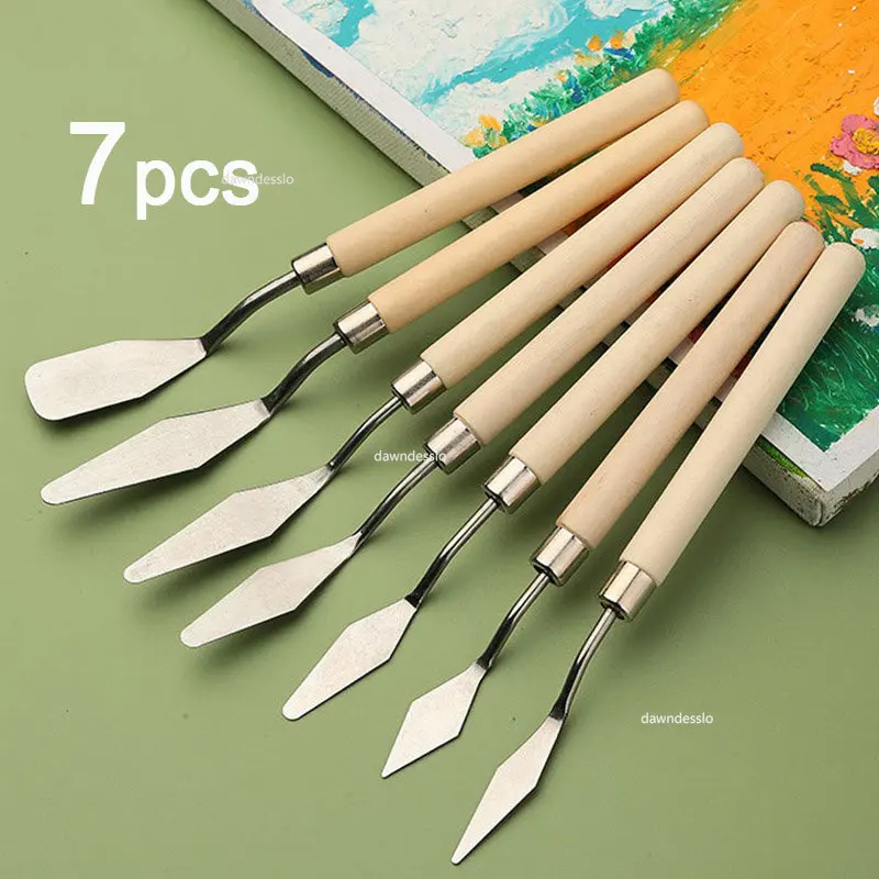 

7Pcs/Set Stainless Steel Oil Painting Knives Artist Crafts Spatula Palette Knife Oil Painting Mixing Knife Scraper Art Tools