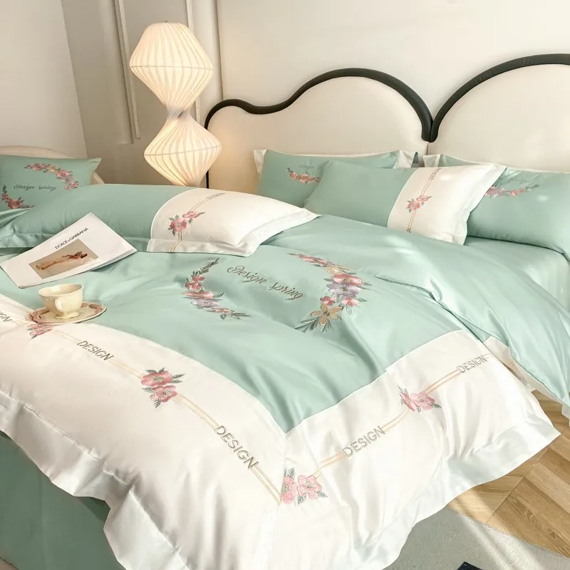 

Комплект постельного белья ROMANZO, зеленый хлопок, 4 шт