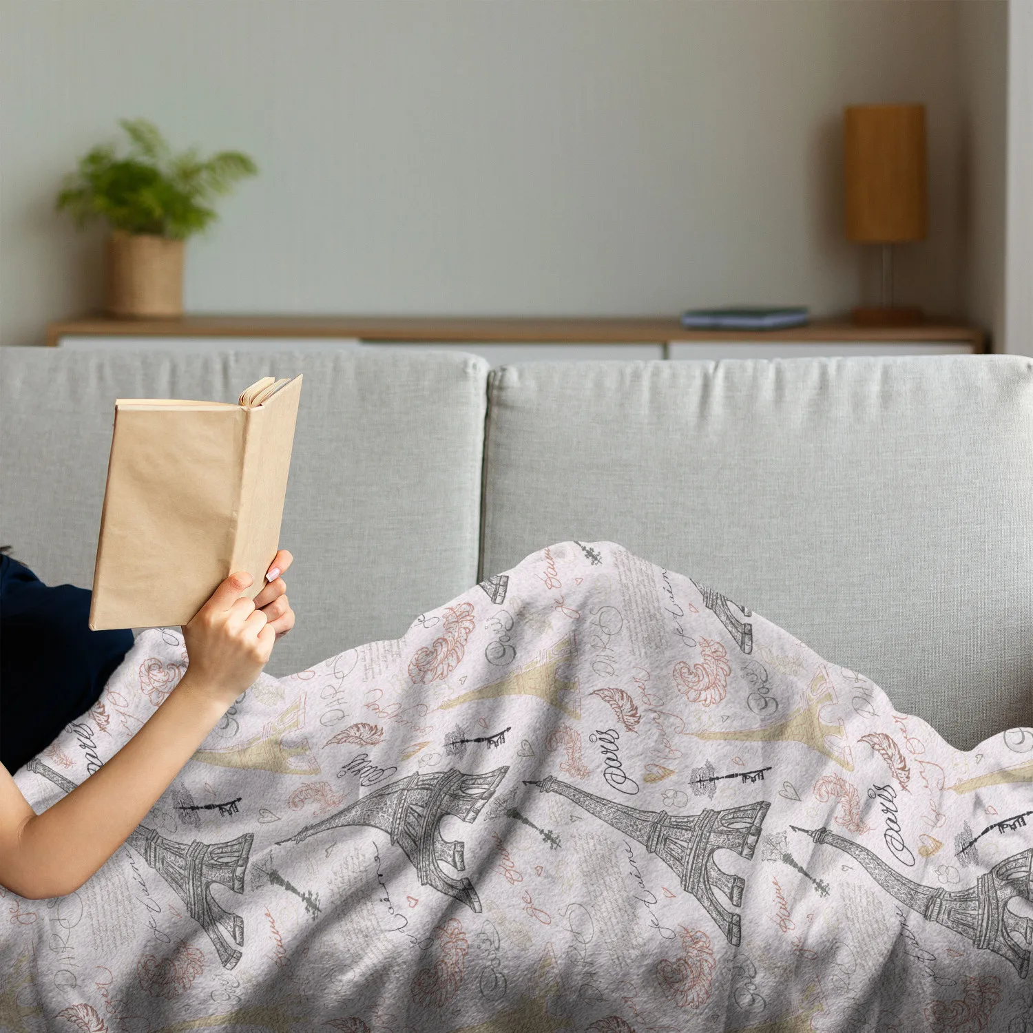 Плюшевое одеяло с изображением Парижа эскиз Эйфелевой башни ручной надписью