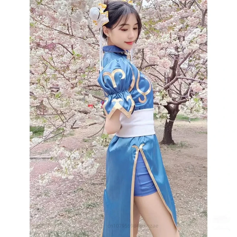 Chunli Косплей Костюм Игровой Персонаж Street Bully Полный Комплект Cheongsam Хэллоуин