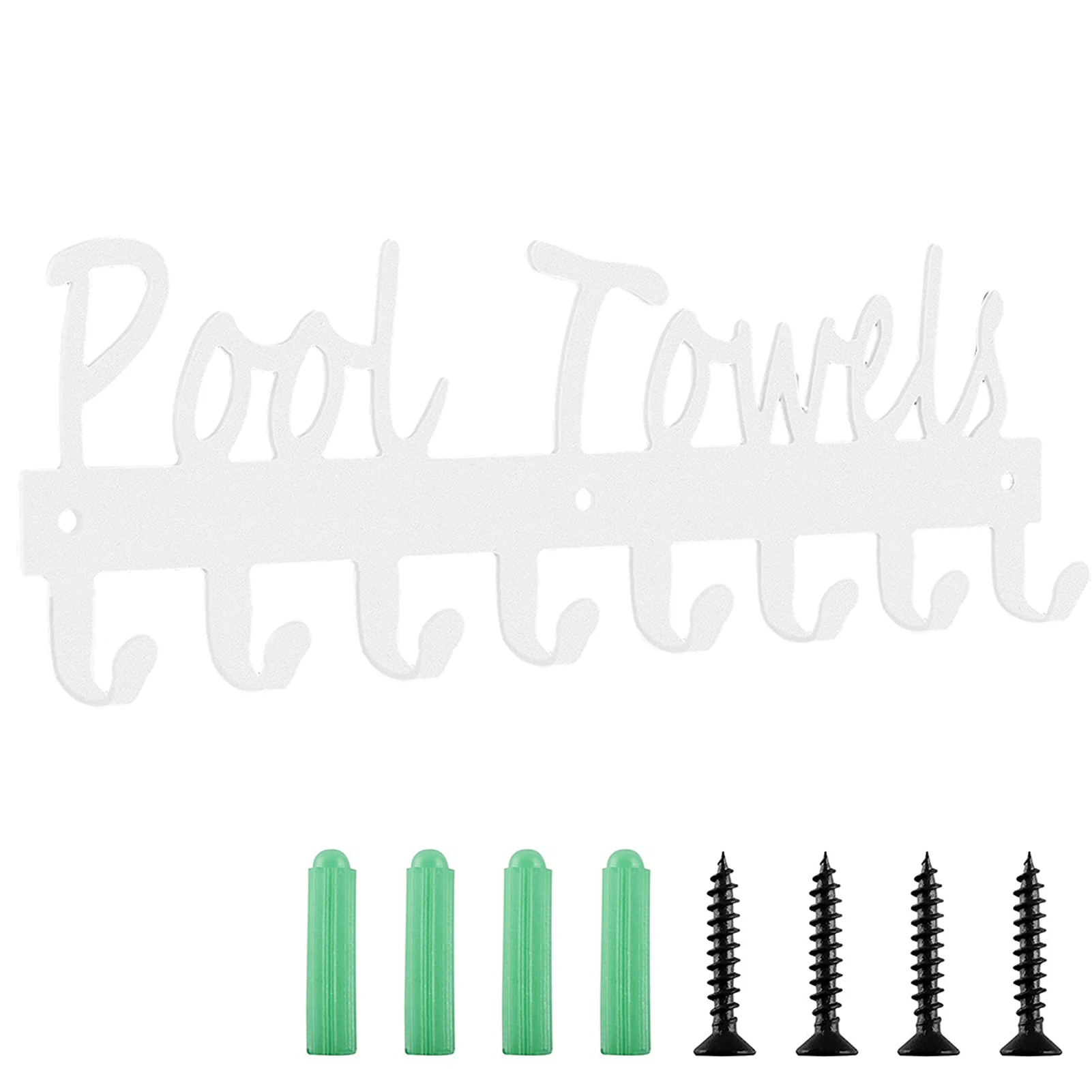 

8 Hooks Easy To Install With Screws Towel Rack Waterproof Carbon Steel Durable Laundry Hanger Outdoor Pool Gift Hanging Holder