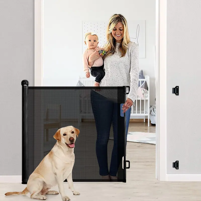 

Retractable Mesh Baby Gate, Safety Gates for Stairs Doorway, 33''Tall Extends to 55''Wide, Black