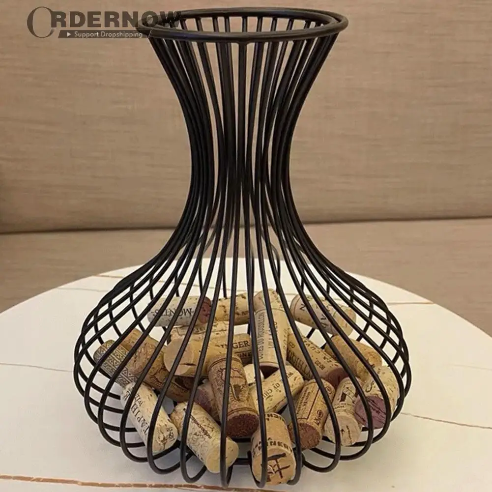 

Vintage Wine Bottle Cork Holder Cork Storage Container Decanter Iron Basket Wine Bottle Stopper Cork Organizer Home Desk Decor