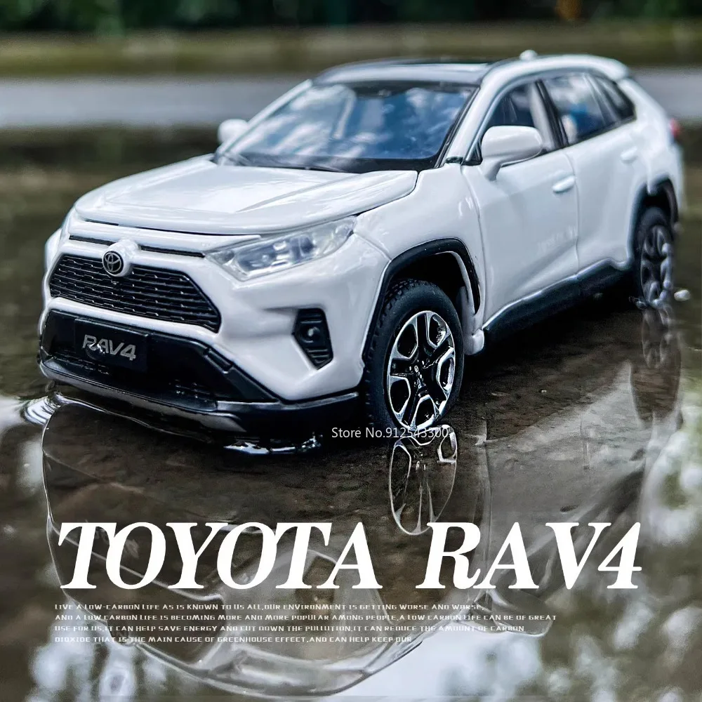 

Игрушка Toyota RAV4 в масштабе 1/32, искусственная кожа, сплав, литая, 6 дверей, открывалась со звуком, имитация модели, весы, игрушки для мальчиков, подарки