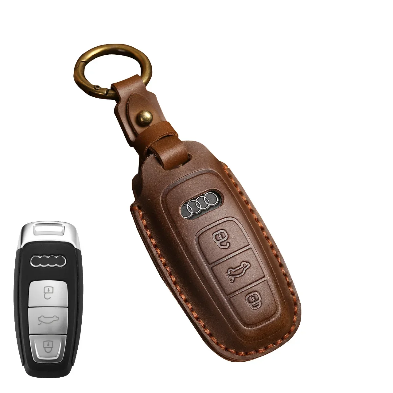 

Подходит для новых моделей Audi A4L кожаные модели Q5L, A7 чистая ручная работа A5 оболочка A6 чехол для автомобильного ключа мужские Ретро автомобильные аксессуары