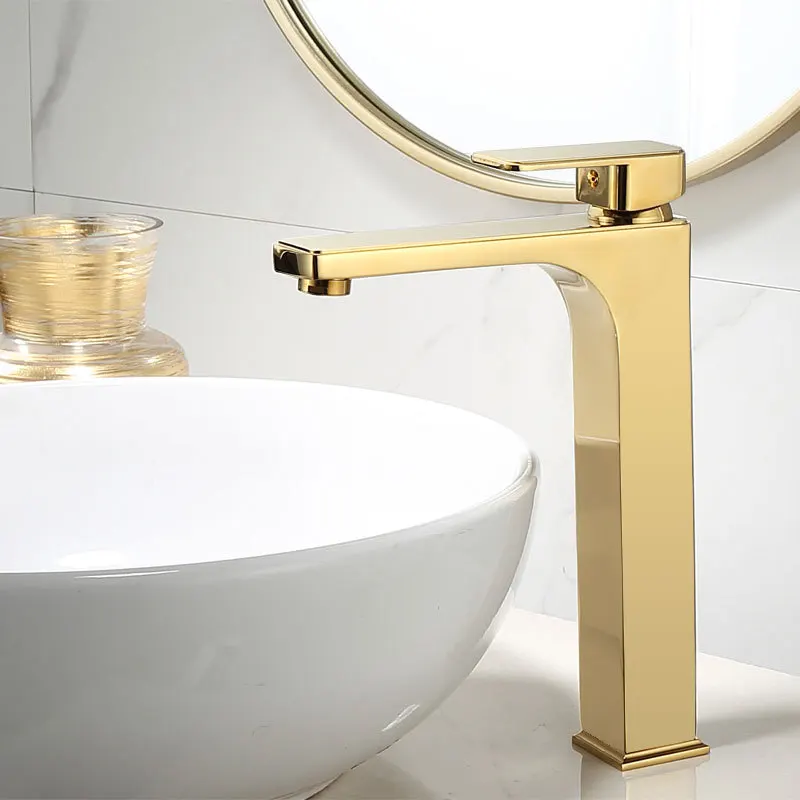 

Modern Golden faucets for bathroom basin Single handle deack mounted watermark water tap luxury basin faucet