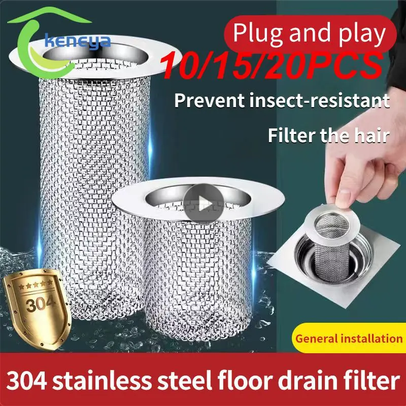 

10/15/20PCS Fine Mesh Drain Cover Anti-clogging Stainless Steel Filter Screen Multi Size Screen Strainer Wholesale Sink Strainer