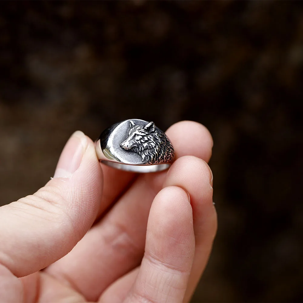 Мужское кольцо с волком Тора из нержавеющей стали 316L в скандинавском стиле 2023