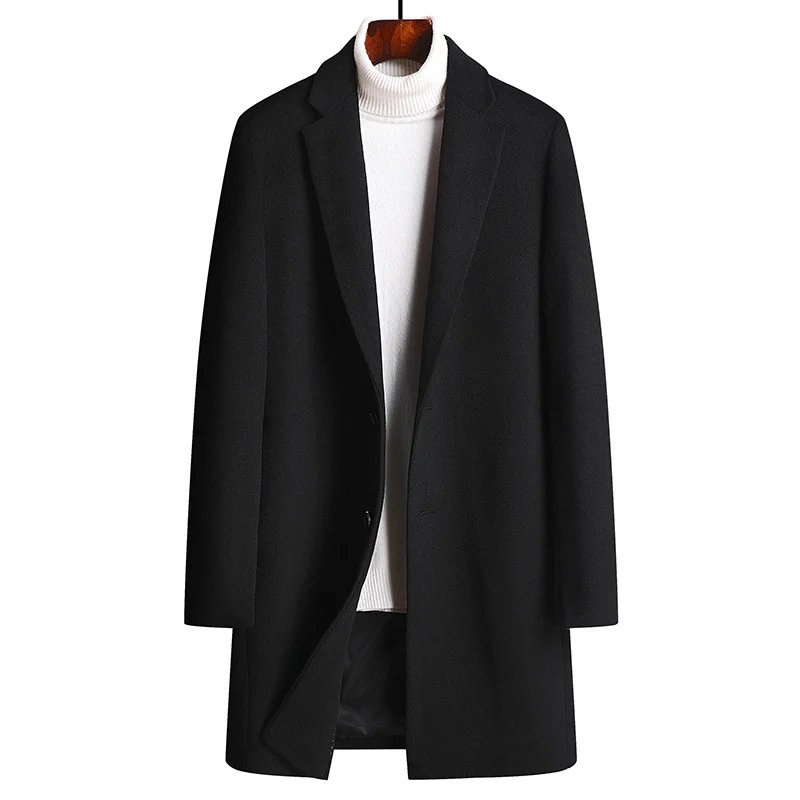 

Coat Brand Trench Mens Wool Jackets Autumn Winter Business Casual Woolen Coats Male Long Windbreaker Outwear Steetwear Overcoat