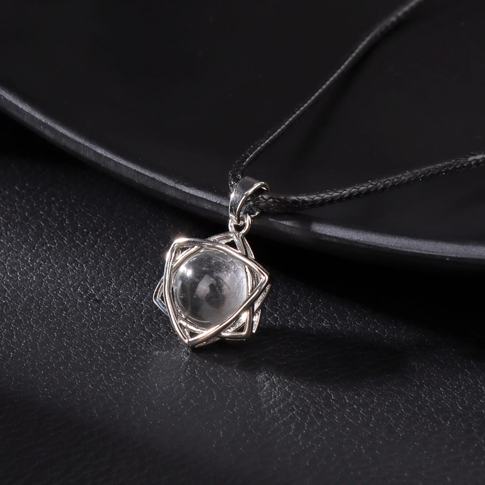 Ожерелье с подвеской в виде шестиконечной звезды натуральный камень зеленый