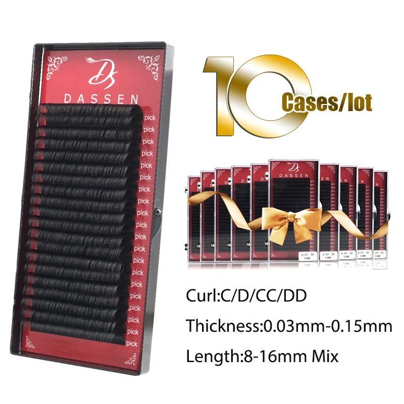

10Boxes 20Rows CC DD Curl Eyelash Extension False Individual Lashes Hand Made Faux Mink Eyelashes for Extensions All Size Black