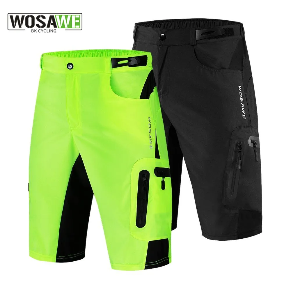 

WOSAWE Men's Baggy Cycling Shorts Reflective MTB Bike Bicycle Short Pants Running Sports Quick-drying Riding Trousers Loose Fit