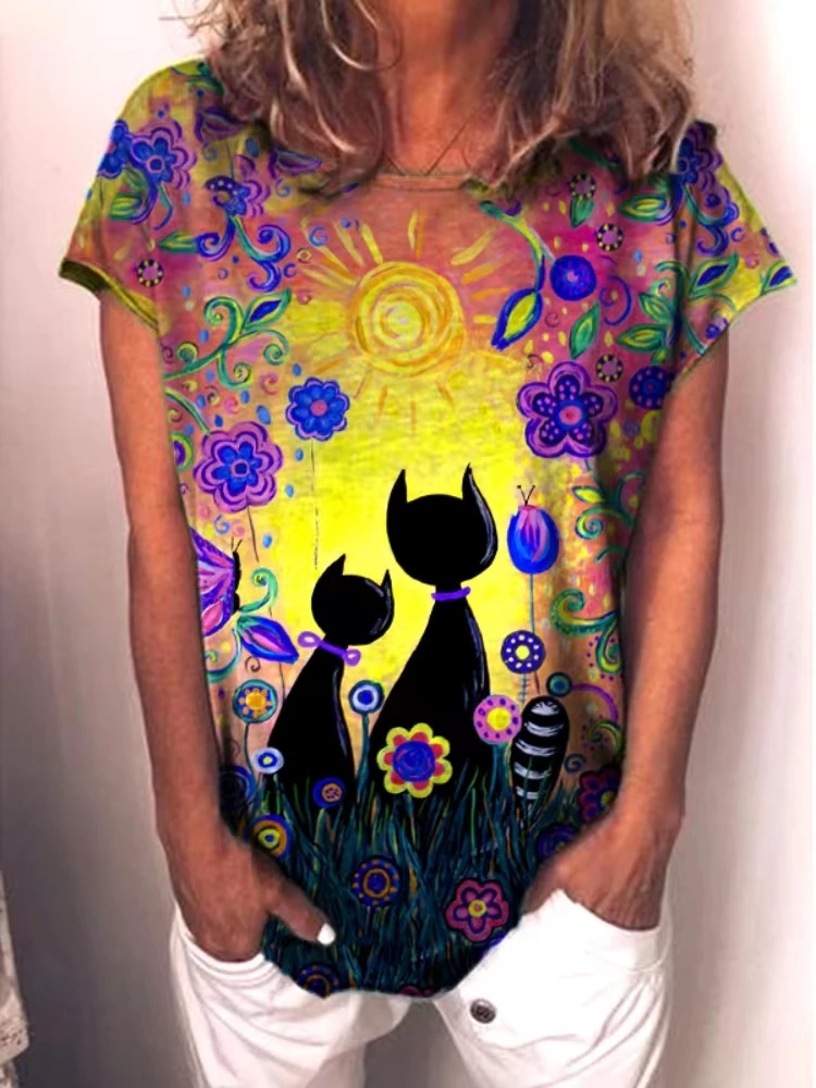 

Женская футболка с коротким рукавом и круглым вырезом, с 3D-принтом