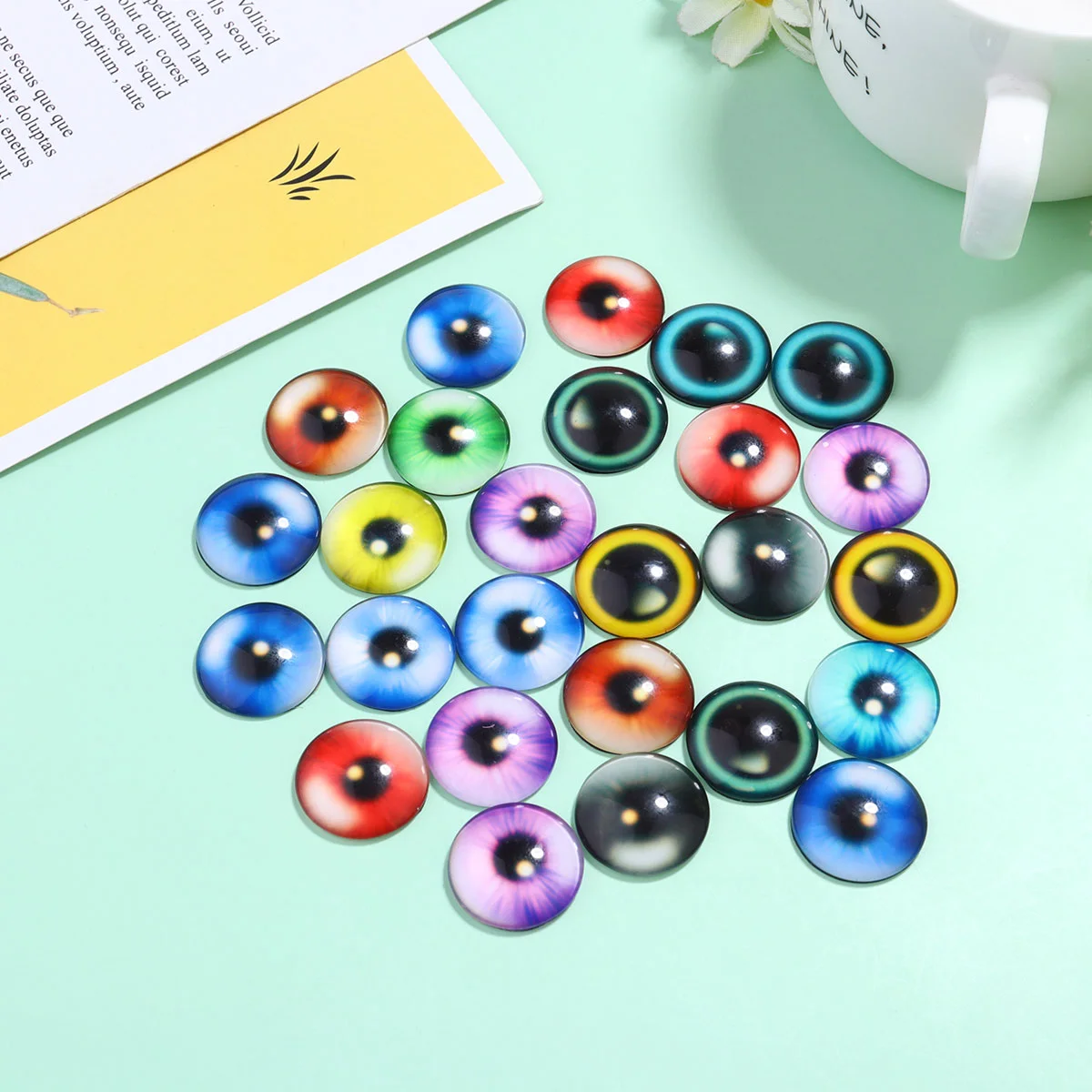 

Crafts Glassroundeyes Stone Vintage Gemstone Dome Beads Catflat Stickers Eyeball Half