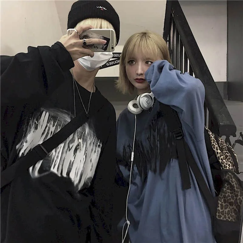 Футболка Мужская/Женская с длинным рукавом свободная Студенческая рубашка в