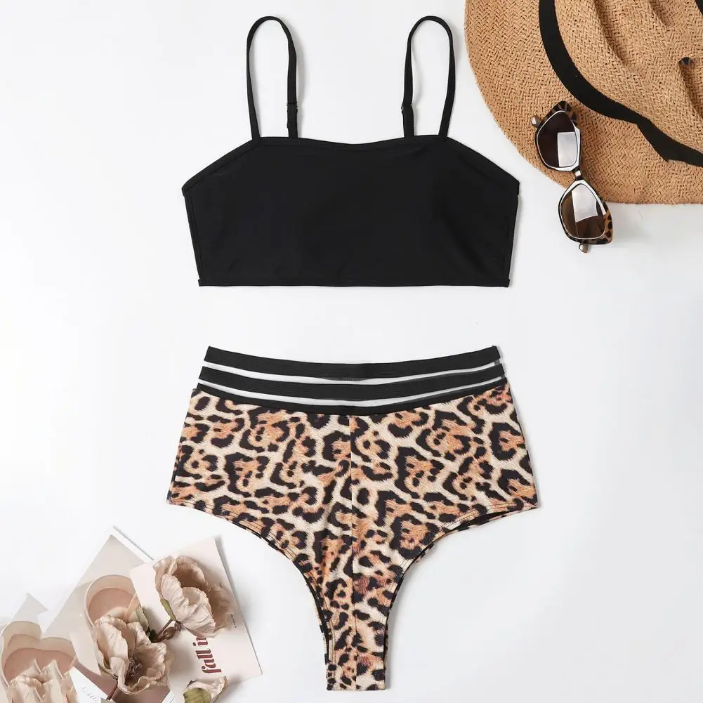 

Купальный костюм, Модный летний женский купальник контрастных цветов с леопардовым принтом, женский купальник с квадратным вырезом и откры...