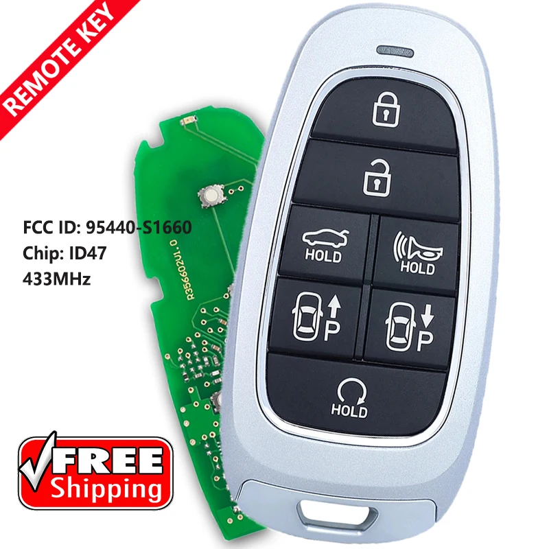 

DIYKEY 95440-S1560, 95440-S1660 Умный дистанционный ключ без ключа Go 433 МГц для Hyundai Santa Fe 2021 2022 2023