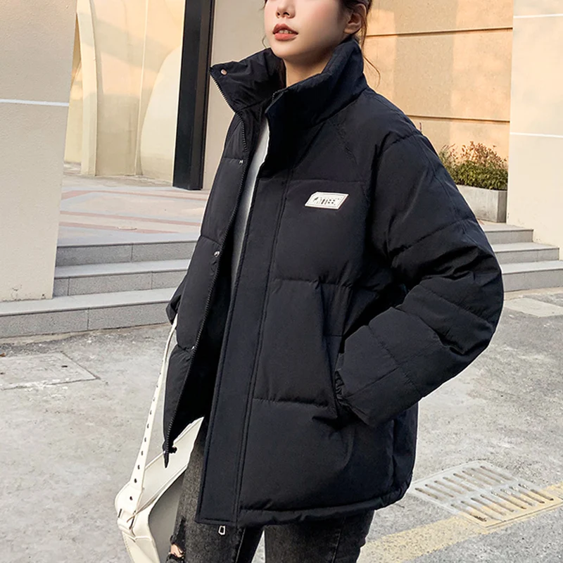 New Fashion 2022 Winter Women Parkas Jacket Solid Stand Collar Thick Warm Padded Coat Casual Outwear Parkas Women Clothing