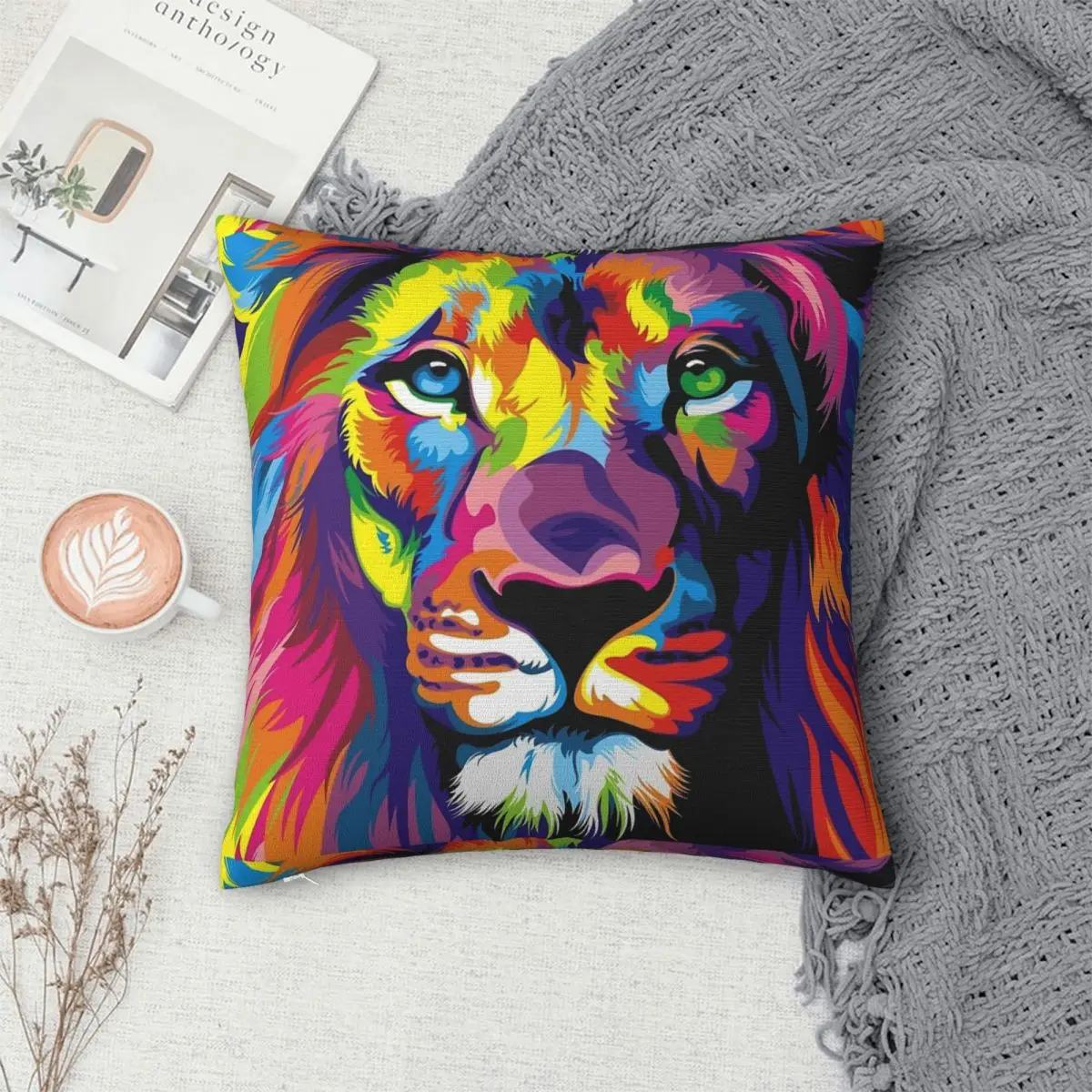 

Banksy Rainbow Lion Pillowcase Polyester Pillows Cover Cushion Comfort Throw Pillow Sofa Decorative Cushions Used for Bedroom