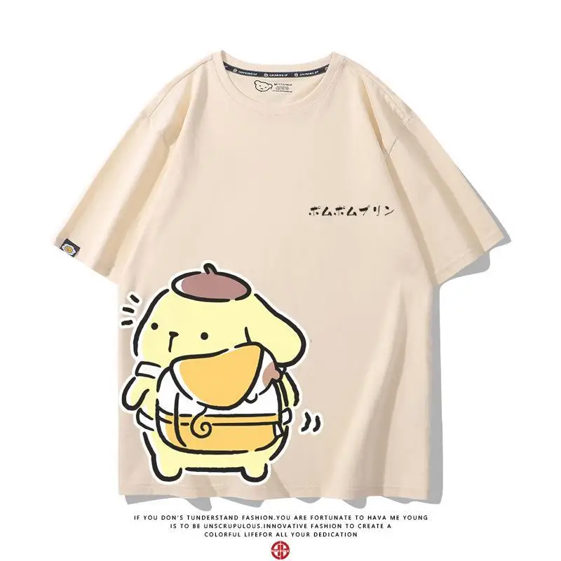 

Новинка Kawaii Hellokitty Cinnamoroll Pom пурин аниме фирменный короткий рукав для мужчин женщин Летняя Тонкая Повседневная универсальная хлопковая футболка