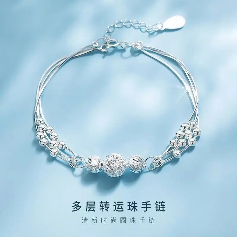 

Chinese Sansheng III S925 Sterling Silver Bracelet Women's Ins Students Light Luxury Custom Name Girlfriend Birthday Love's Gift